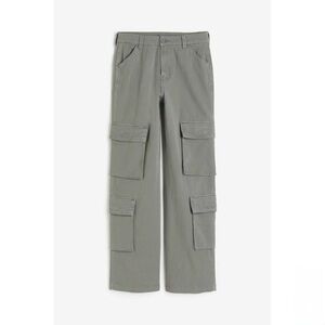 H&M TWILL CARGO PANTS - KHAKI GREEN